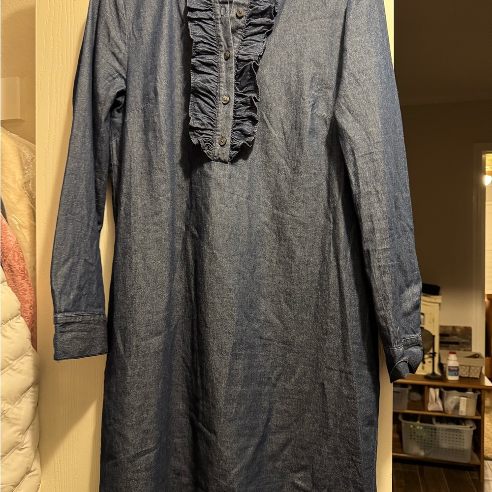 Draper James Denim Long Sleeve Dress with Ruffle Detail